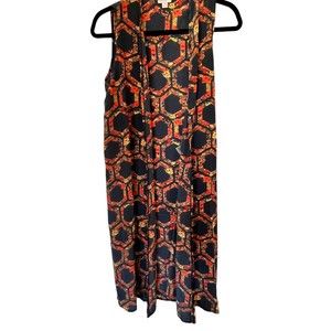 Lularoe Joy Split Seam Duster Long Vest Floral Octagon pattern Size Small NWT